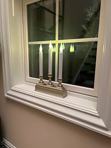 Image of 612 Vermont Battery Operated LED Window Candelabra with Sensor and 8 Hour Timer (Pewter)
