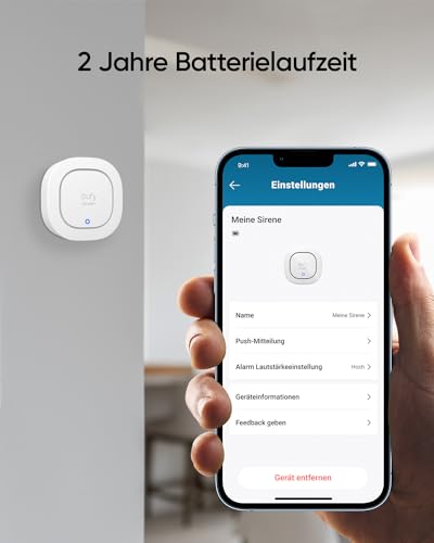 eufy Security Sirene, 105dB kabelloser Alarm, IP65 Wetterfest, mit Fernalarmierung, 2 Jahre Batterielaufzeit, Homebase 2 & 3 kompatibel, App Steuerung, HomeBase Erforderlich