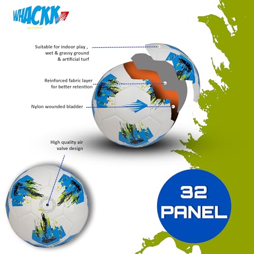 Image of WHACKK Zico HT-PU Football Size 5 Soccerball Hand Stitched for Practice & Training - Original PVC Waterproof. 3 Layered Ideal Sports Ball for All Ages on Ground, Grass and Turf