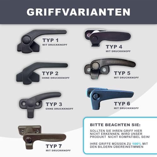 3D-Druck Camper Fenstersicherungen in Schwarz/Einbruchschutz/Verriegelung für Dometic Seitz Fenstergriffe - patentierte Sicherung für Wohnmobil- und Wohnwagenfenster (Typ 5, 2er Set rechts)