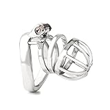 Happygo Ergonomic Design Male Chastity Device, Stealth Convenient Virginity Lock, Hypoallergenic Stainless Steel Cock Cage, Penis Ring Chastity Belt Adult Game Sex Toy (1.77 inch/ 4.5cm)