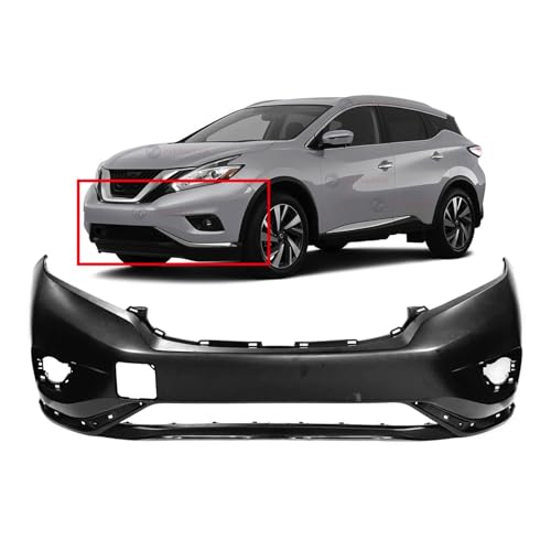Image of Compatible with Nissan Murano 2015-2018 Front Bumper Cover | Primed, Without Parking Sensor Holes, With Tow Hook Hole, Ready to Paint, OEM 620225AA0H, NI1000305