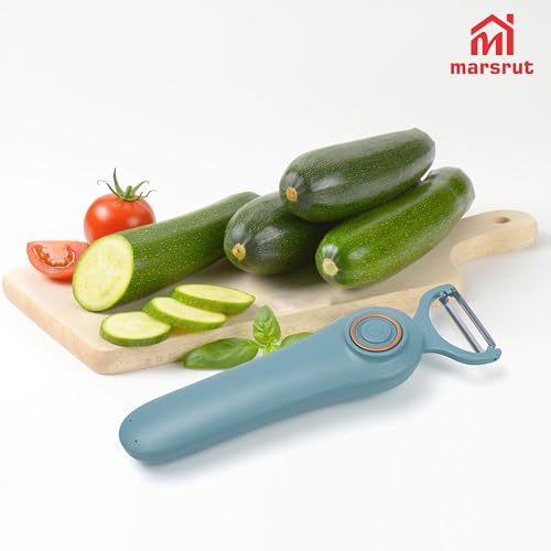 3-in-1 Electric Peeler Fruits and Vegetables Cordless for Kitchen, Handheld Julienne Blade Slicer Tool Set for Potatoes Cucumber Apples Carrot, Electrico Automatic Stainless Steel Pro Gadgets-Blue - Image 5
