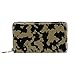 Damen Geldbörse mit Reißverschluss, Retro-Tarnmuster, schwarzes Hintergrundmuster, Reise-Geldbörse, Leder-Clutch, Kartenhalter, Organizer, Handgelenke, Geldbörsen