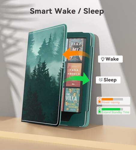 Image of MoKo Magnetic Case for 7 /6.8 inch Kindle Paperwhite 12th /11th Gen, Green Forest