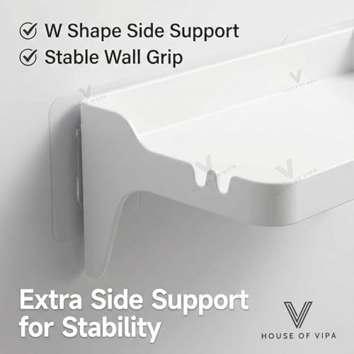 Image of HOUSE OF VIPA Bathroom Shelf for Wall, Self-Adhesive Bathroom Organiser with Towel Holder, Ideal Bathroom Accessories for Efficient Space Utilisation (Bath Shelf Rack, Pack 2)