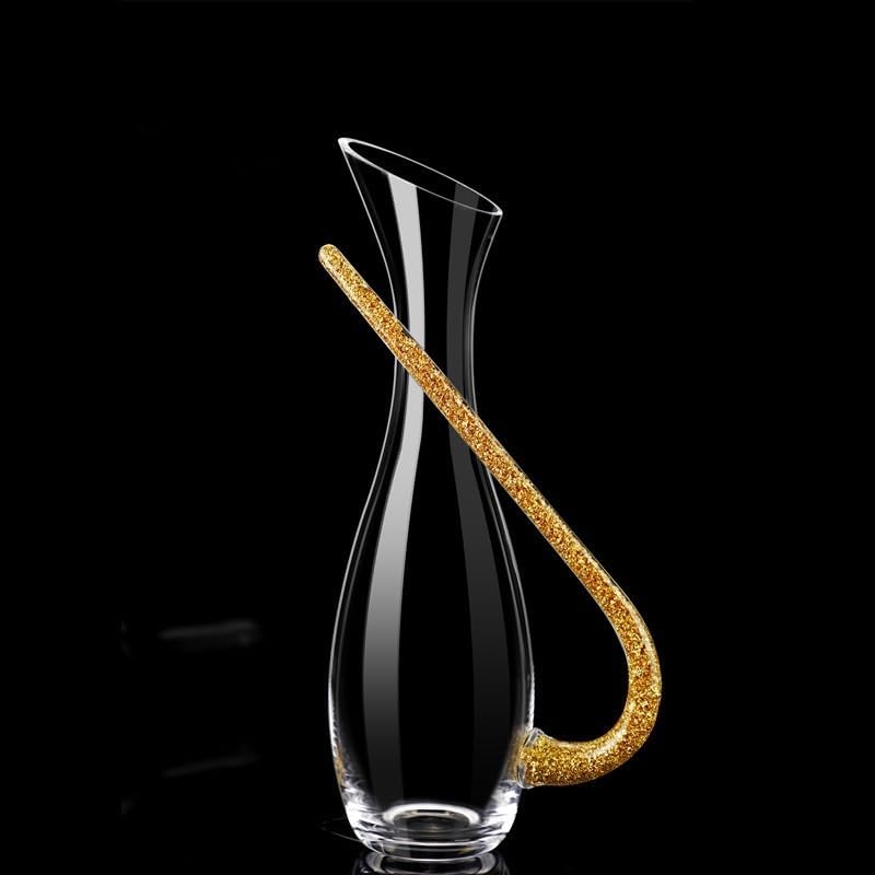 Wine Lovers Decanter, Lead-Free Crystal, U Shaped with Wide Stable Base & Easy-Clean Neck for All Wines(A)