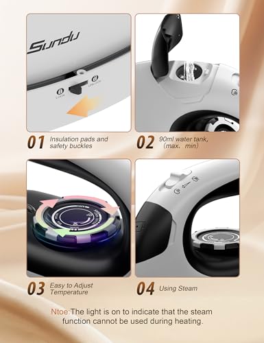 Image of Sundu Mini Steam Iron, Mini Travel Steam Iron, Small Portable Clothes Mini Iron with Rotary Temperature Control, Safety Base for Travel, Quilting & Sewing | Mini Iron for Sewing, White