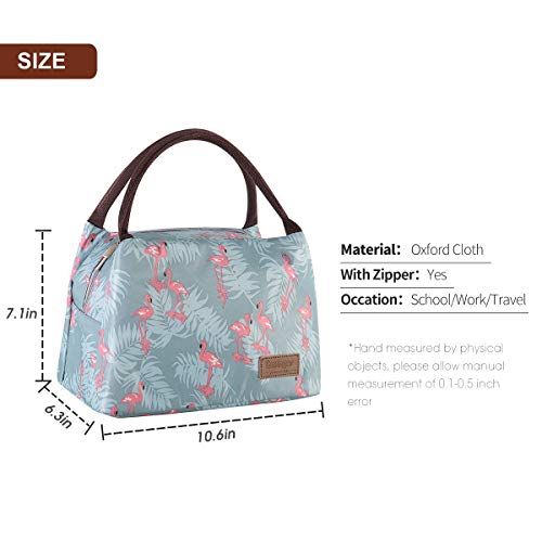 Buringer Reusable Insulated Lunch Bag Cooler Tote Box Meal Prep For Men & Women Work Picnic Or Travel （Blue Flamingos） #TOP2