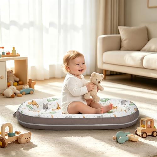 Image of BUTOA Baby Lounger - Breathable Soft Baby Nest, Portable Infant Support Cushion Tummy Time Mat for 0-24 Months, Infant Lounger for Home and Travel, Ideal Newborn Babies Essentials Baby Shower Gifts