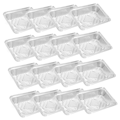 PRETYZOOM 20 Piezas Bandejas Desechables para Barbacoa para Asar y Cocinar Diseño Cuadrado Superficie Espejo Resistente y No Tóxico