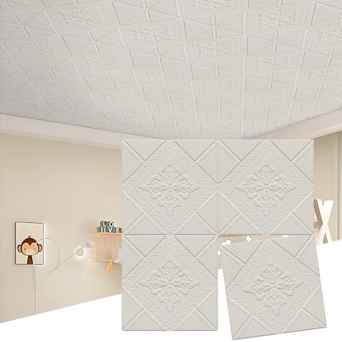 Ceiling Tiles 13.8x13.8 inch, 16 Pcs Ceiling Tiles Peel and Stick Covering 21 sq.ft Self-Adhesive...