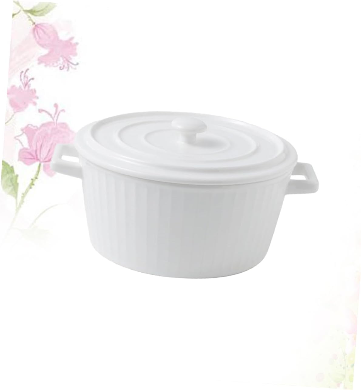 Ceramic Insulated Soup Bowl Lid Double Handles Microwave Dishwasher Safe for Instant Noodles Lunch Box