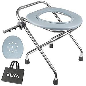 BLIKA Portable Toilet for Camping, 400LBS Stainless Steel Foldable Camp Travel Toilet for Adults, 16-Inch for Truckers, Camping, RV Travel, Road Trips, Outdoor Use