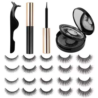 10 Pairs Natural Look Strong Magnetic Waterproof Magnetic Eyelashes Kit With Eyeliner Different Lengths&Densities False Lashes Mirror Case No Glue Needed