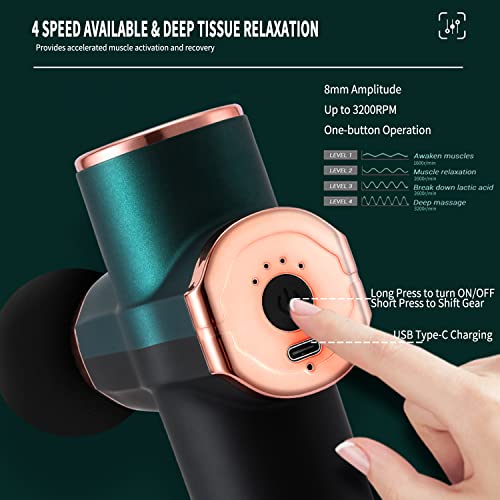 Aiveisi Massage Gun Deep Tissue Mini Massager Usb Charging Lightweight Portable Percussion Muscle Gun For Athletes Handheld Pocket Size Body Neck Shoulder Back Arm Waist Leg Foot Massager (Red) #TOP2