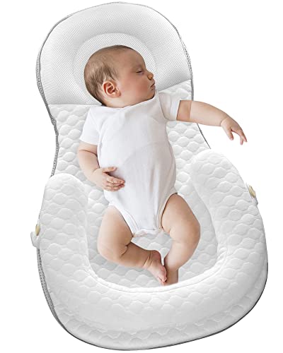 Image of Baby Lounger Cover Baby Nest Cover Newborn Snuggle Nest Sleeping Bed Cover for 0-12 Months Co Sleeping Bed Adjustable Infant Floor Loungers for Travel Portable Infant Bed