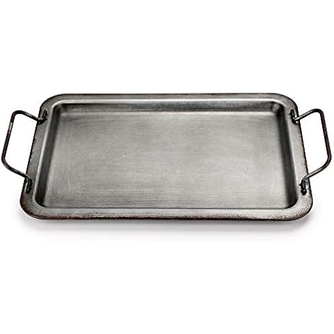 BSTKEY Metal Iron Serving Tray with Handles Cover