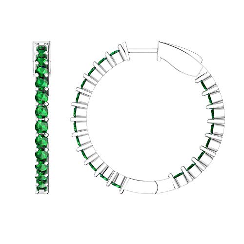 Belinda Jewelz Hoop 925 Sterling Silver Earrings For Women 3 Mm Round Cut 3.4 Carat Birthstone Tennis Eternity Push Back Earring Accessories Gift For Birthday Valentine's Day Wedding #TOP1