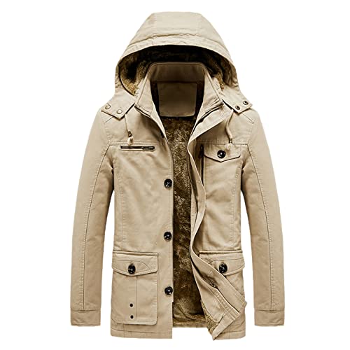 Veste polaire homme chaude manteau d'hiver kaki militaire vêtement mi-long taille XXL
