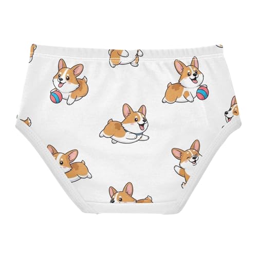 Cute Cartoon Corgi Dogs White Little Girl Panties Girls Underwear Toddlers Cotton Flower Kids Undies Briefs 2t2