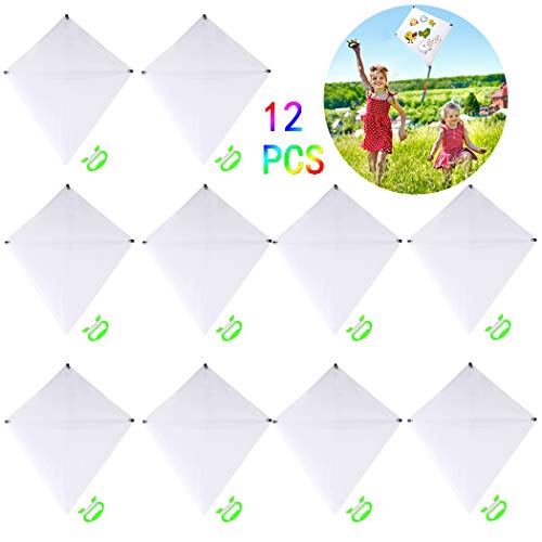 Joyibay Flugdrachen für Kinder, 12 STÜCKE Kinder Drachen Kreative Blank Painting Flying Kite DIY Kinderdrachen mit Drachenschnur, Einfache Flyer Drachen Große Outdoor-Spielzeug für Anfänger
