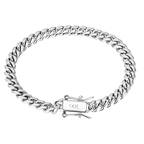 TRIPOD JEWELRY 6mm Miami Cuban Link Chain 14K White Gold