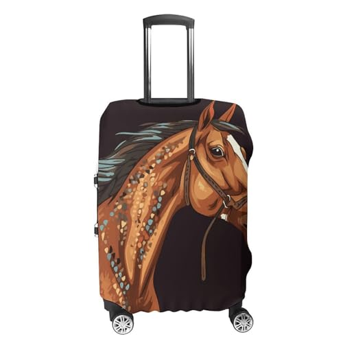 Brown Horse Printed Luggage Cover Protector, Fits 18-32 Inch Luggage4