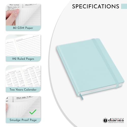 Image of Jhingalala Diaries - Hardbound Leather Cover Pocket Size Corporate Executive Diary Notebook I Pocket Diary For Men and Women I A6 Size I 80gsm Paper I 192 Ruled Pages (Ocean Blue)