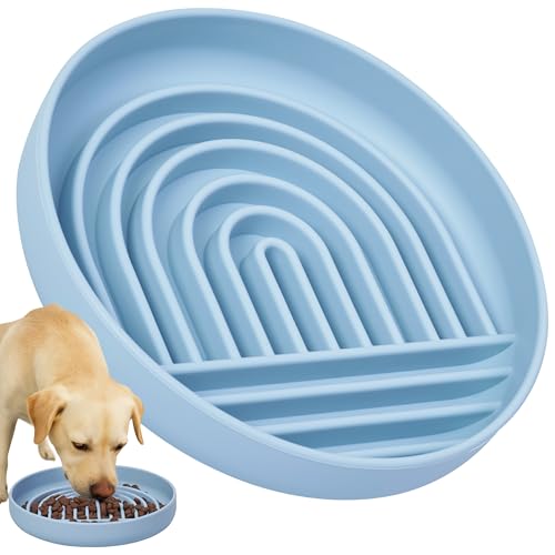 Happilax Antischlingnapf für Hunde – Silikon-Futternapf für langsames Fressen – Fördert Verdauung & mentale Stimulation – Sicher & leicht zu reinigen – 25x4x18 cm, Blau