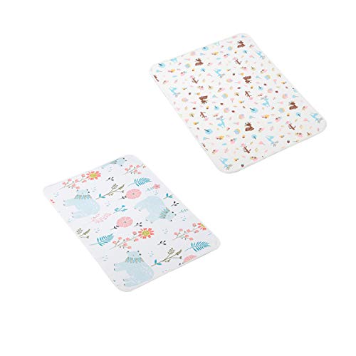 ねしょシーツ 2枚入り 増長版 防水シーツ オムツ替え 折りたたみ 綿100% ベビー用品 赤ちゃんマット 肌触り良い 衛生 抗菌 洗濯可 出産準備 家用 介護用 お出かけ用 持ち運び便利 (鹿+熊 30*45cm )