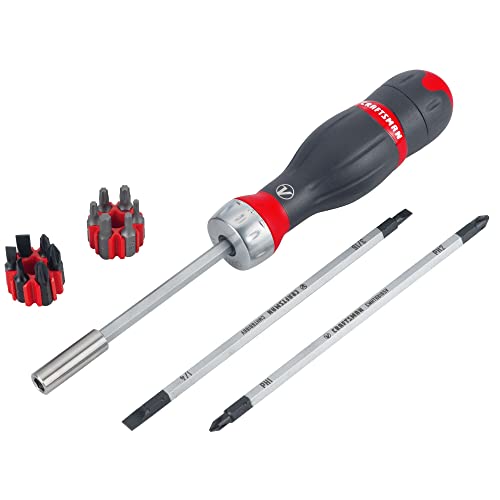 CRAFTSMAN V-SERIES 3 in 1 Ratcheting Screwdriver Set with Assorted Multi-Bits, 18 Piece (CMHT68142V)