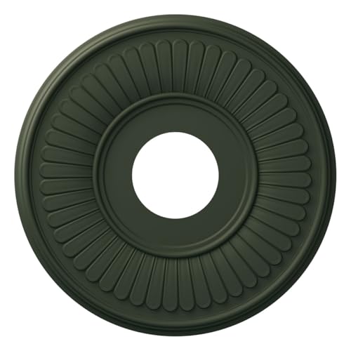 Image of Ekena Millwork 13 inchOD x 3 1 /2 inchID x 3 /4 inchP Berkshire Thermoformed PVC Ceiling Medallion (Fits Canopies up to 5 3 /4 inch), UltraCover Satin Hunt Club Green