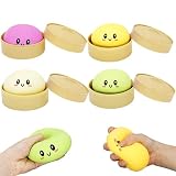 4 Stück Giant Dumpling Squishy, Squishy Knödel, SquishyMystery Dumpling mit Dampfgarer, Anti Stress Spielzeug, Stressball Fidget Toys Adhs Geschenke für Erwachsene Kinder