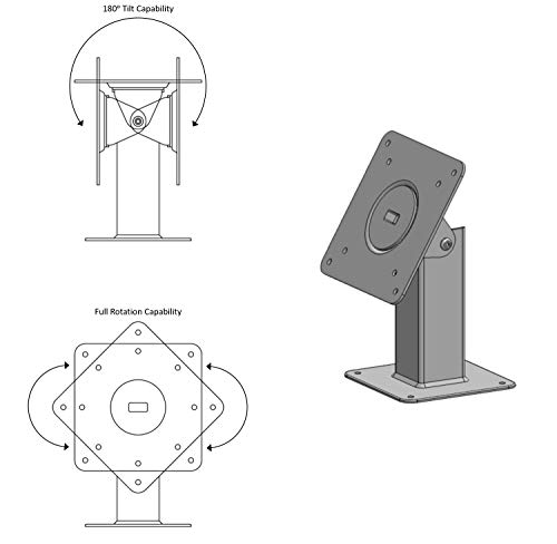 Tabcare 180 Tilting 360 Rotating 75/100 Vesa Metal Mount For Samsung 8" Tablet Case (Swivel Desktop Wall Mount Kit, Black) #TOP3