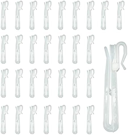 30 Pcs Plastic Curtain Hooks Lifting Curtain Tape Hook Adjustable Deep Pinch Pleat Hooks for Locking Window Door Shower Curtains Header Clip Hooks