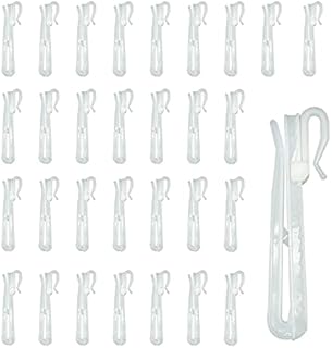 30 Pcs Plastic Curtain Hooks Lifting Curtain Tape Hook Adjustable Deep Pinch Pleat Hooks for Locking Window Door Shower Curtains Header Clip Hooks