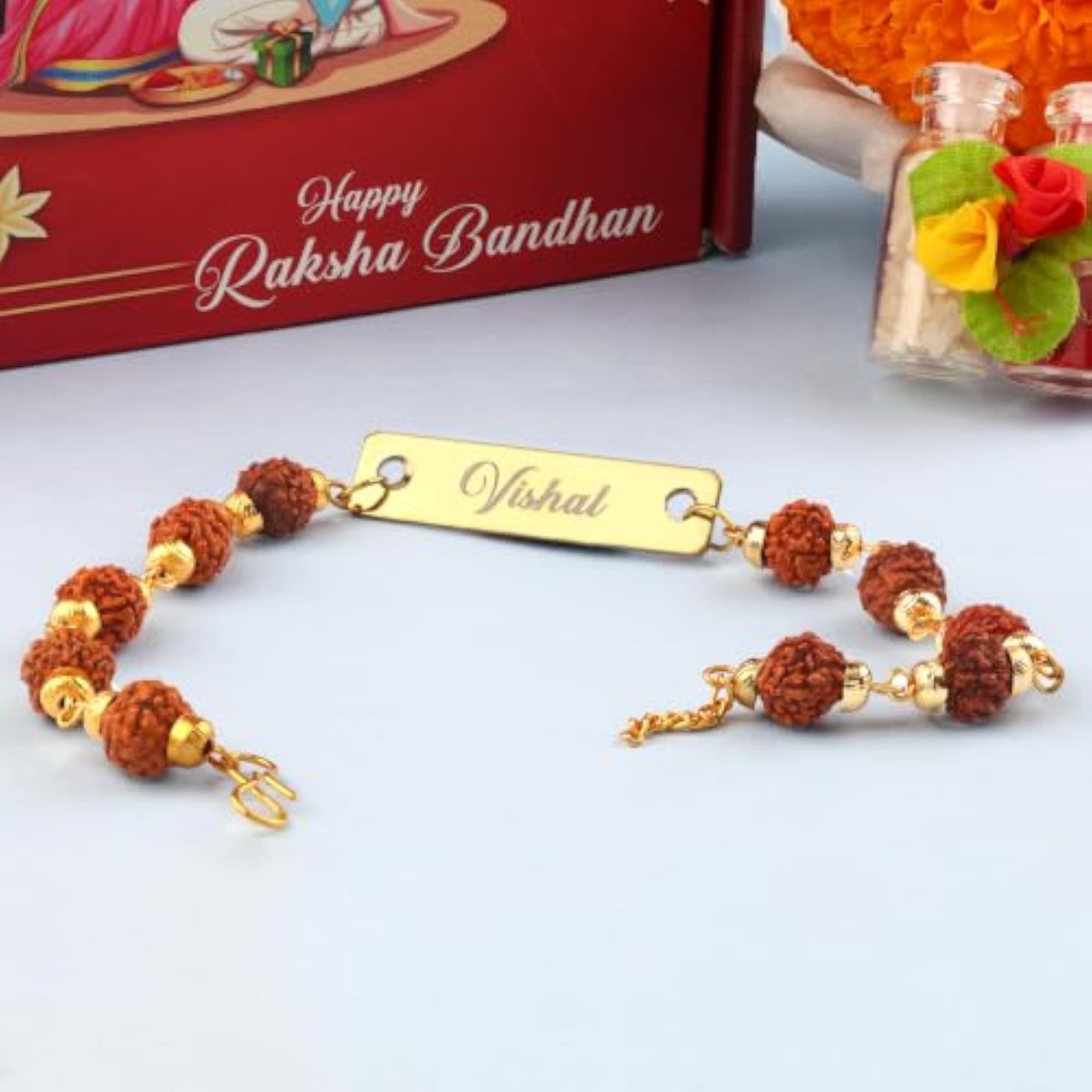 Personalized Rakhi with Name Bracelet for Brother, Trendy Design
