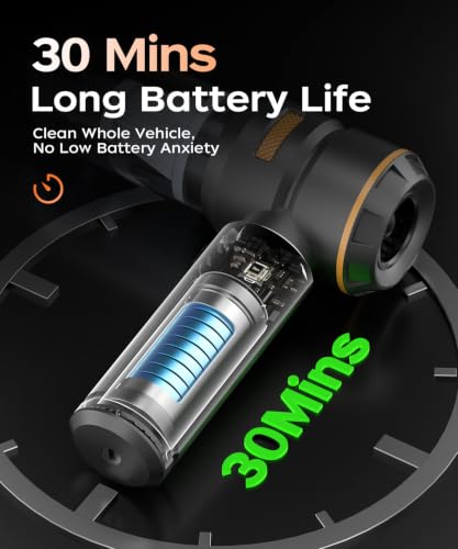 Image of VNOST Car Vacuum,3 Suction Modes,Portable Mini Cordless Cleaner with 50000pa Suction Power,Type-C Charge,Handheld Vacuum for Home,Car,Birthday Gifts for Men Dad Husband (Black and Gold)