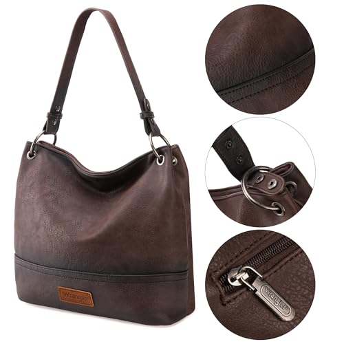 Image of Wrangler Hobo Bags for Women Vegan Leather Top Handle Shoulder Purses and Handbags
