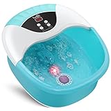 Turejo Foot Spa Bath Massager with Heat Bubbles Pumice Stone Digital Temperature Control 14 Massage Rollers Red Light, Pedicure Foot Spa Tub Soaker for Stress Relief