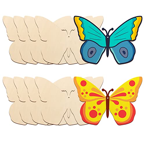 Large Size 7" Wooden Spring Ornaments To Paint, Butterfly Wooden Diy Blank Unfinished Round Wood Discs Ornament For Crafts Hanging Decorations(10Pcs) #TOP8