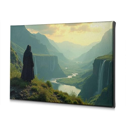 Art mural de Pâques figurine et montagne en cascade 30x40 cm