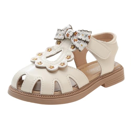 He&Yingmin Girls Bow Sandals Soft Closed Toe Princess Flat Shoes Summer Sandals