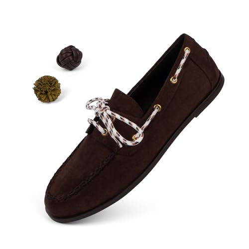 QIY Womens Loafers Comfortable Flat Shoes for Women Lace up Fringe Business Formal Work Shoes