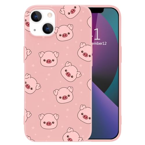 MAYCARI Pink Pig Phone Case for iPhone 11, Pink Liquid Silicone Girly Cases, Cartoon Soft Gel Rubber Full-Body Protective Microfiber Lining Shockproof Cover for Boys, Women, Men
