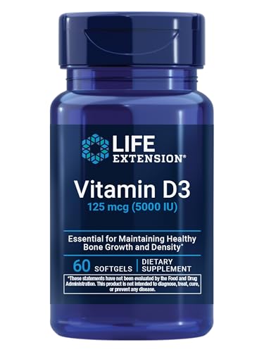 Life Extension Vitamin D3 125 mcg (5000 IU), Bone Health, 60 Softgels - image 1