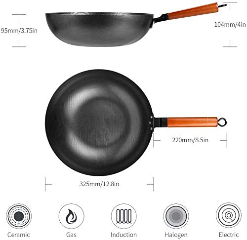 Wok Pan Induction 32cm No Chemical Carbon Steel miniatura 3