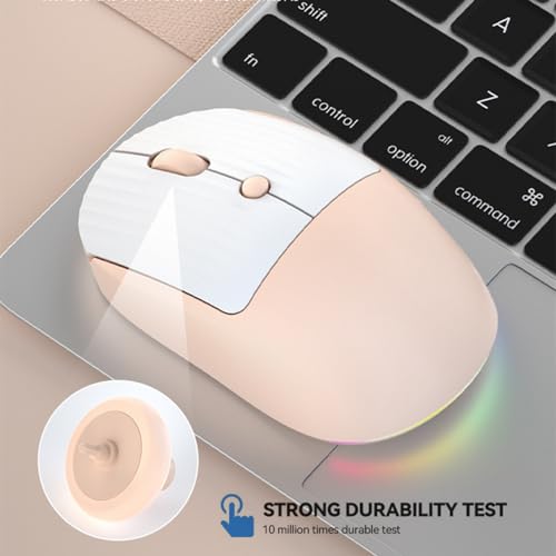 Image of Super Space Wireless Bluetooth Mouse, 2.4G Cute Silent Computer Mouse for Tablet Phone, Dual Mode (BT+USB Receiver) with 3 Level Dpi Portable Rechargeable Mice for Office Home(Pink)