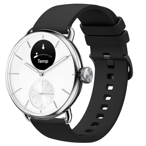 Lamshaw Compatible for Withings Smartwatch Bands, 18mm, 20mm Quick Release New Soft Silicone Sport Replacement Straps for Women, Man, Wristband Accessories (20mm size band, Black)